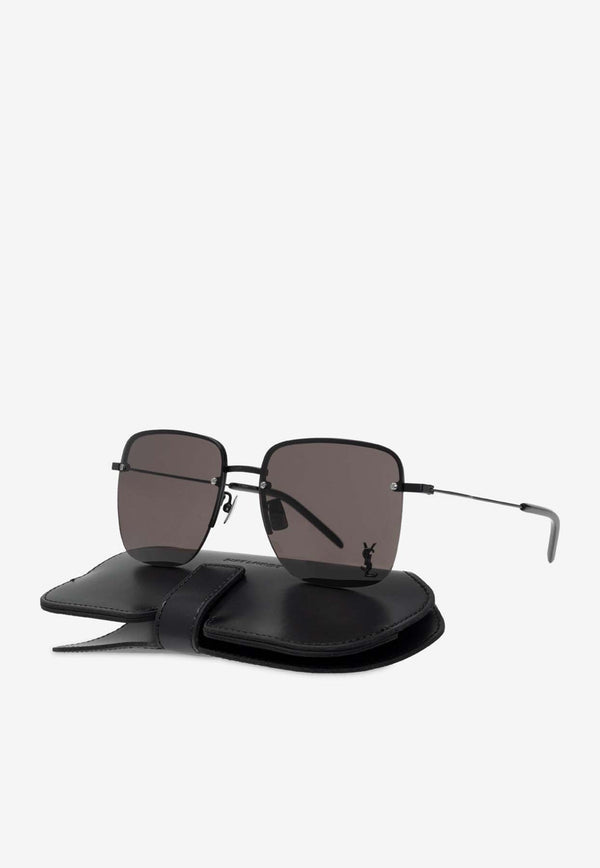 Saint Laurent Half-Rim Square Sunglasses Black 652363 Y9902-1000