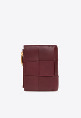 Bottega Veneta Small Cassette Bi-Fold Wallet in Intrecciato Leather Bordeaux 706010 VCQC4-6208