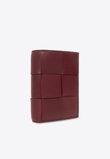 Bottega Veneta Small Cassette Bi-Fold Wallet in Intrecciato Leather Bordeaux 706010 VCQC4-6208