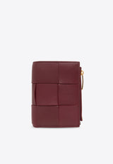 Bottega Veneta Small Cassette Bi-Fold Wallet in Intrecciato Leather Bordeaux 706010 VCQC4-6208