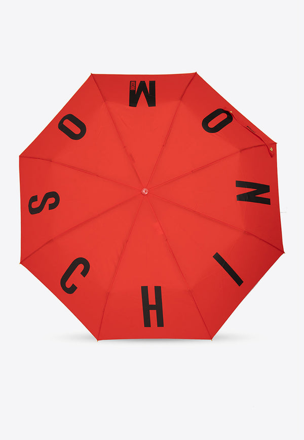 Moschino Maxi Logo Lettering Folding Umbrella Red 8911 OPENCLOSEC-RED