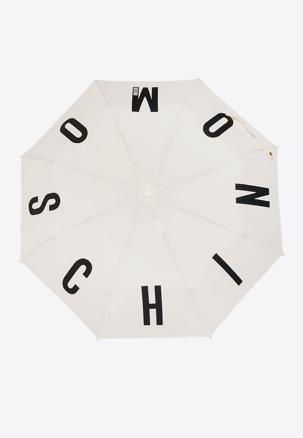 Moschino Maxi Logo Lettering Folding Umbrella White 8911 OPENCLOSEI-CREAM