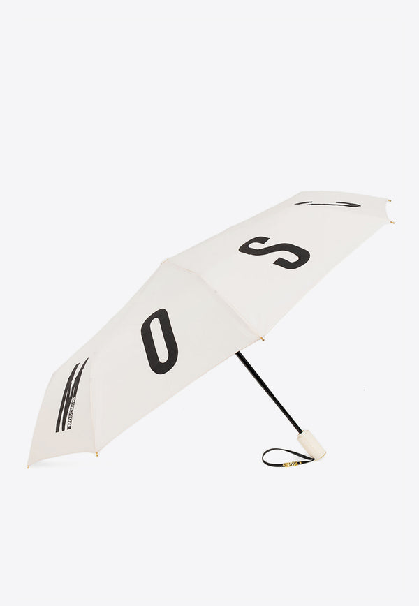 Moschino Maxi Logo Lettering Folding Umbrella White 8911 OPENCLOSEI-CREAM