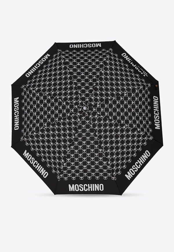 Moschino Logo Monogram Folding Umbrella Black 8936 OPENCLOSEA-BLACK