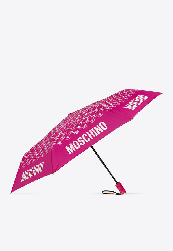 Moschino Logo Monogram Folding Umbrella Pink 8936 OPENCLOSEJ-FUXIA