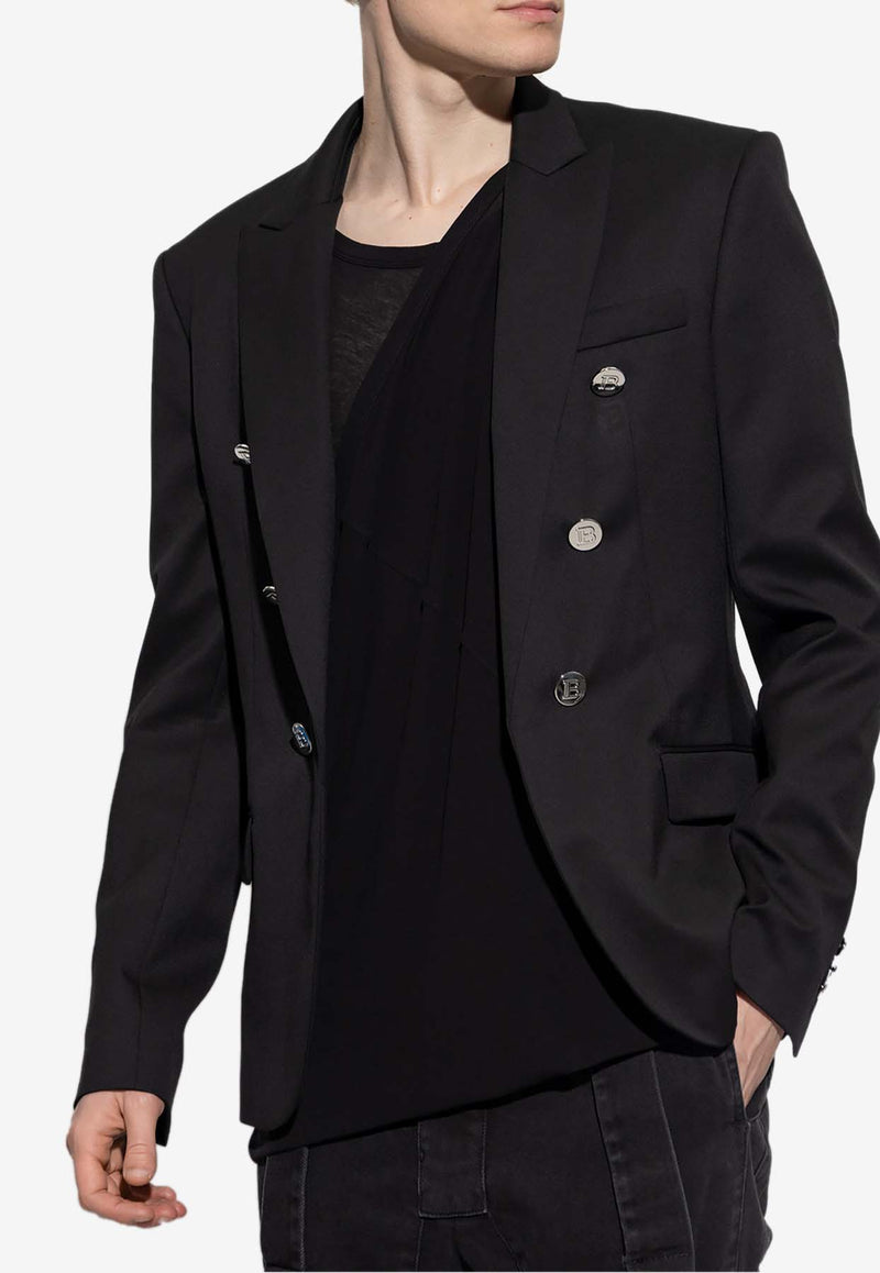 Balmain Single-Breasted Wool Blazer Black AH1SI316 WB09-0PA