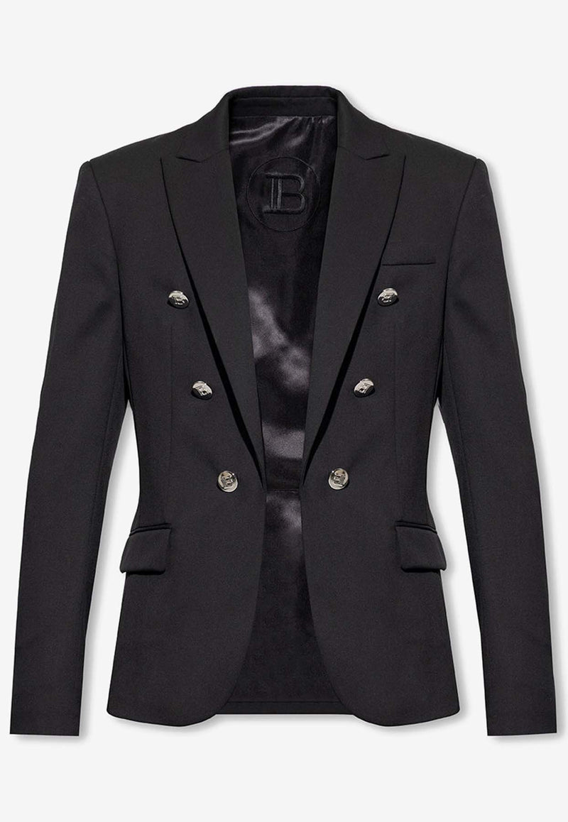 Balmain Single-Breasted Wool Blazer Black AH1SI316 WB09-0PA