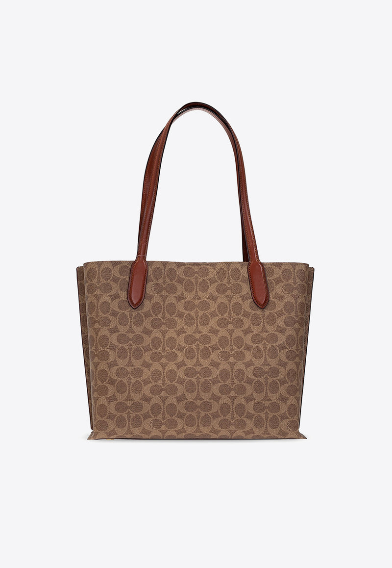 Coach Willow Monogram Jacquard Tote Bag Brown C0693 0-B4NQ4