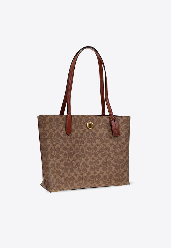 Coach Willow Monogram Jacquard Tote Bag Brown C0693 0-B4NQ4