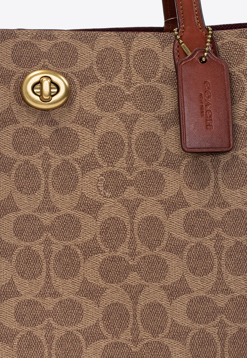 Coach Willow Monogram Jacquard Tote Bag Brown C0693 0-B4NQ4