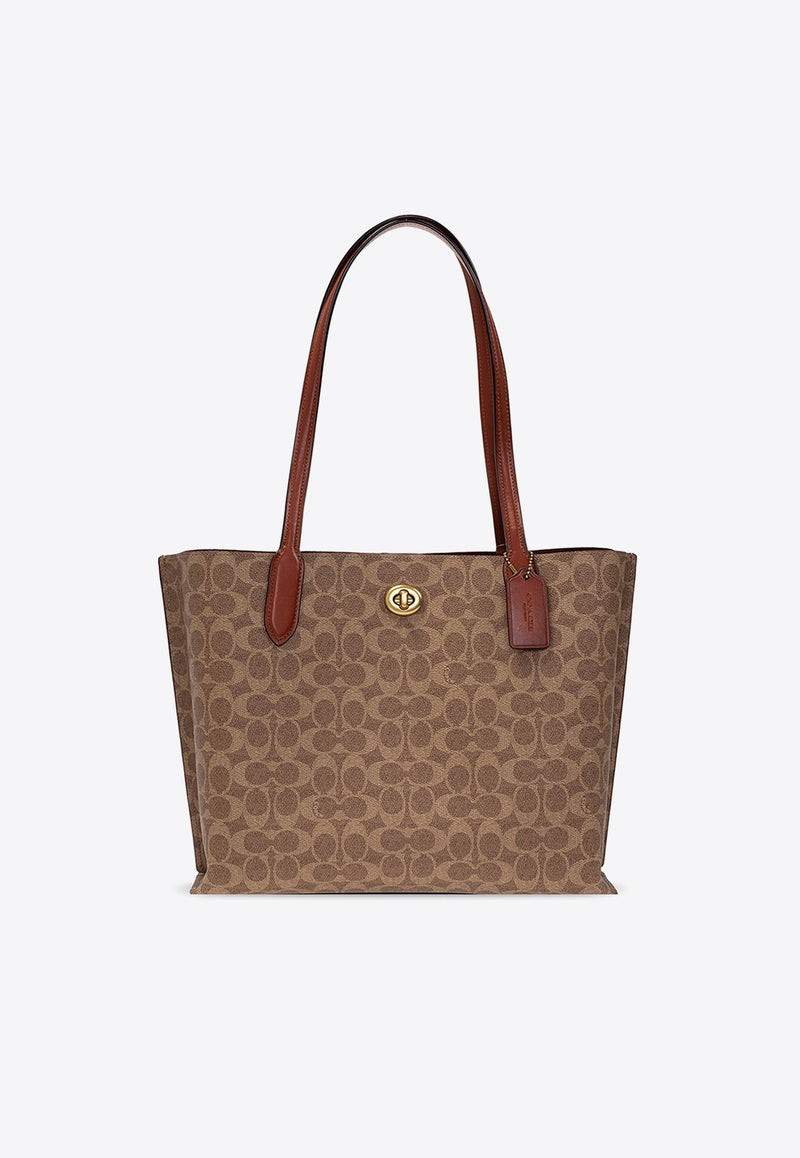 Coach Willow Monogram Jacquard Tote Bag Brown C0693 0-B4NQ4