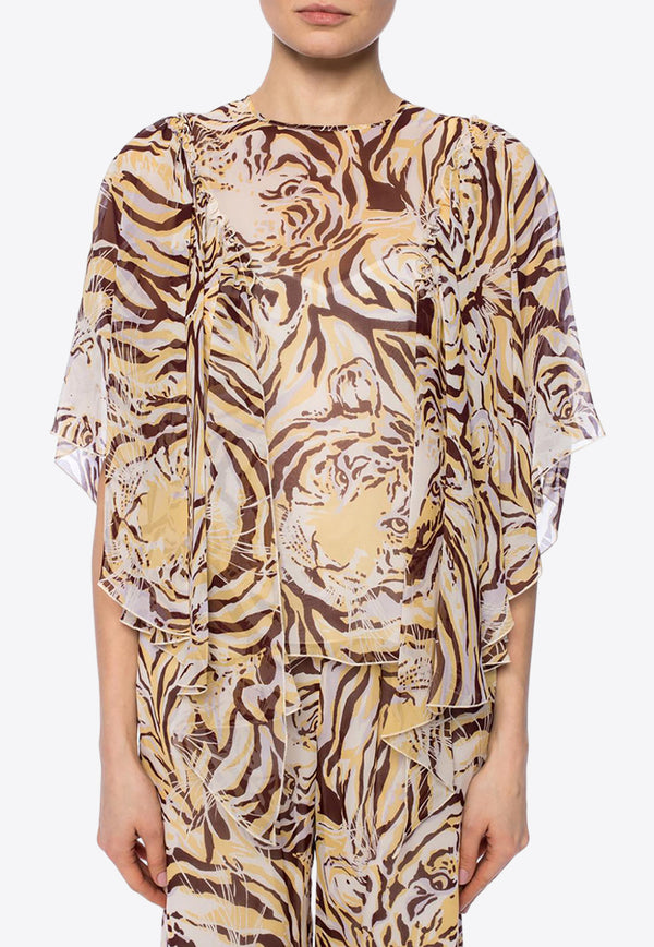 See By Chloé Tiger Print Flouncy Blouse Multicolor CHS19SHT08 022-9CA