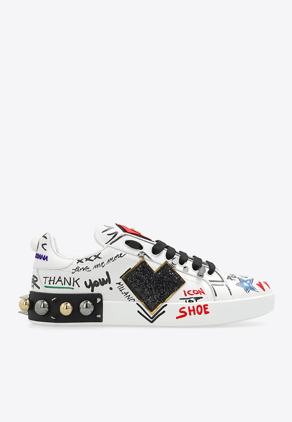 Dolce & Gabbana Portofino Graffiti Low-Top Sneakers CK1544 AD569-HWF57 Multicolor