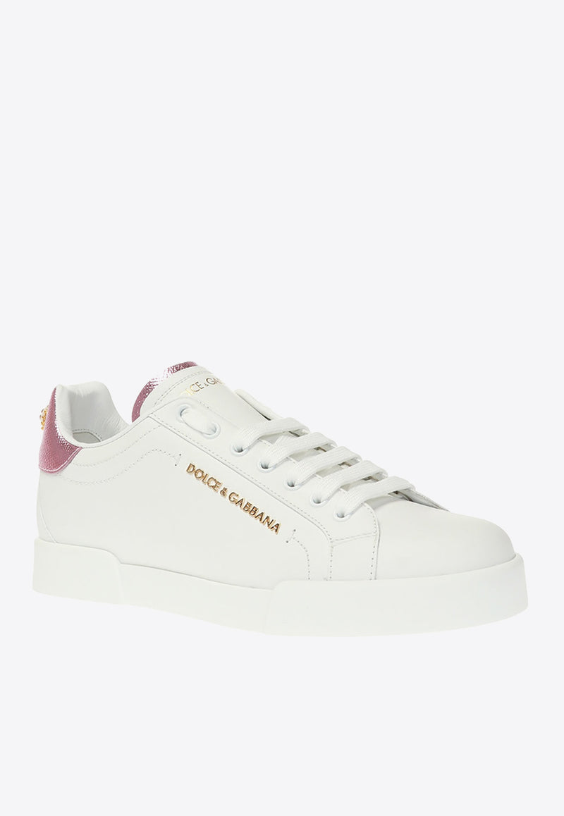 Dolce & Gabbana Portofino Logo-Embellished Low-Top Sneakers CK1602 AN298-87587 White