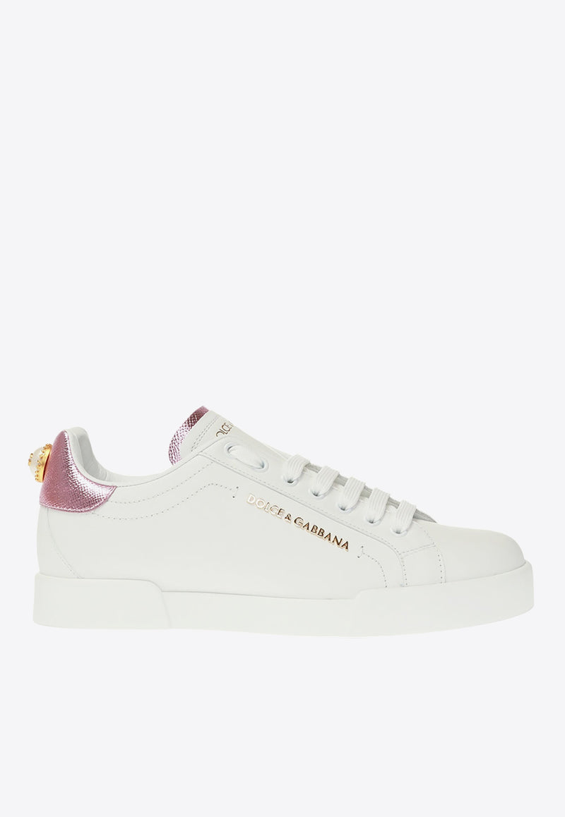 Dolce & Gabbana Portofino Logo-Embellished Low-Top Sneakers CK1602 AN298-87587 White