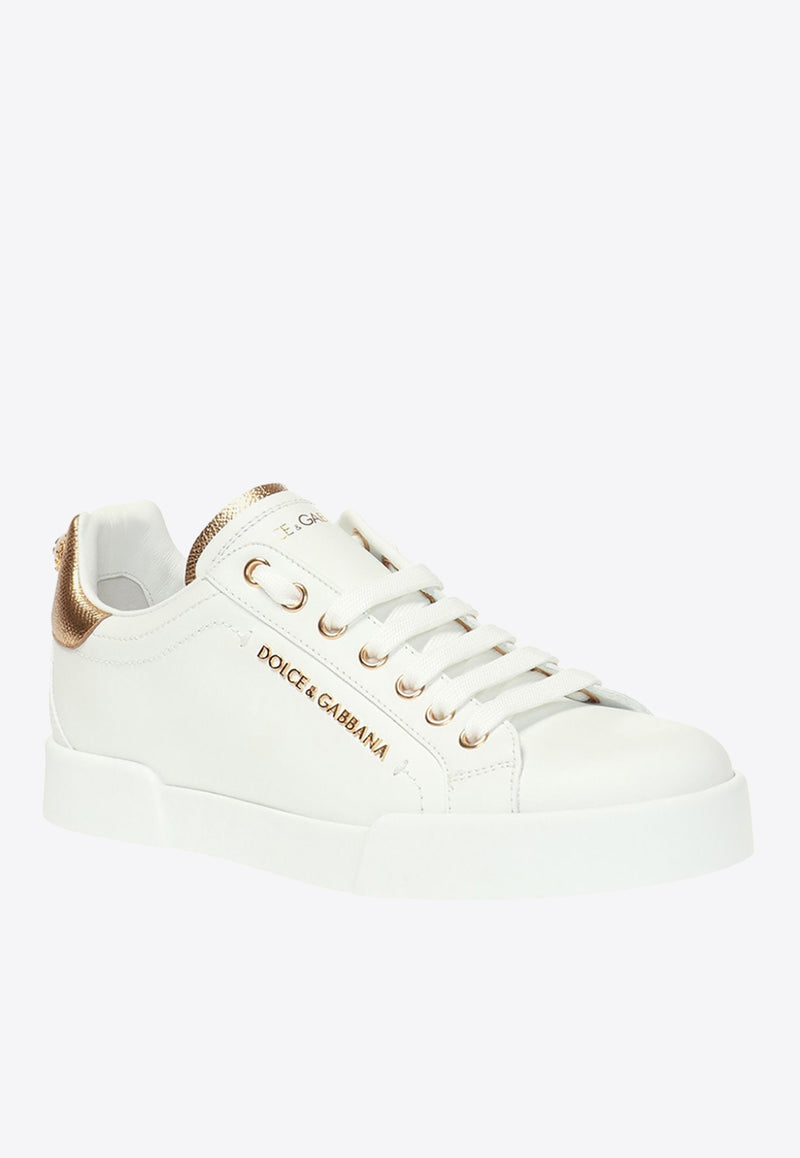 Dolce & Gabbana Portofino Logo-Embellished Low-Top Sneakers CK1602 AN298-8B996 White