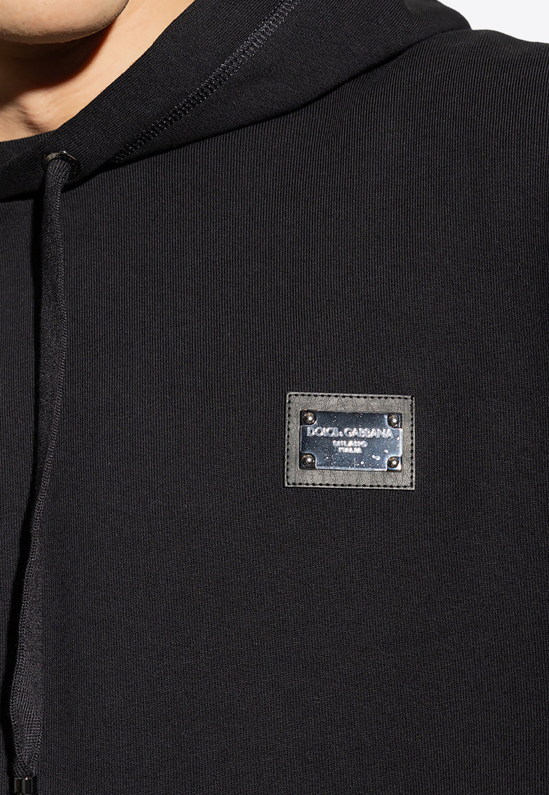 Dolce & Gabbana Logo Tag Embellished Hooded Sweatshirt G9ZU0T G7F2G-N0000 Black