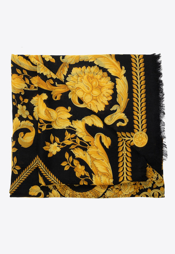 Versace Barocco Print Wool Blend Shawl Yellow IFO1401 A236219-A7900