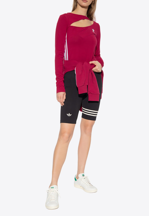 Adidas Originals Center Stage Long-Sleeved Top with Cut-Out Bordeaux II6084 0-LEGBUR