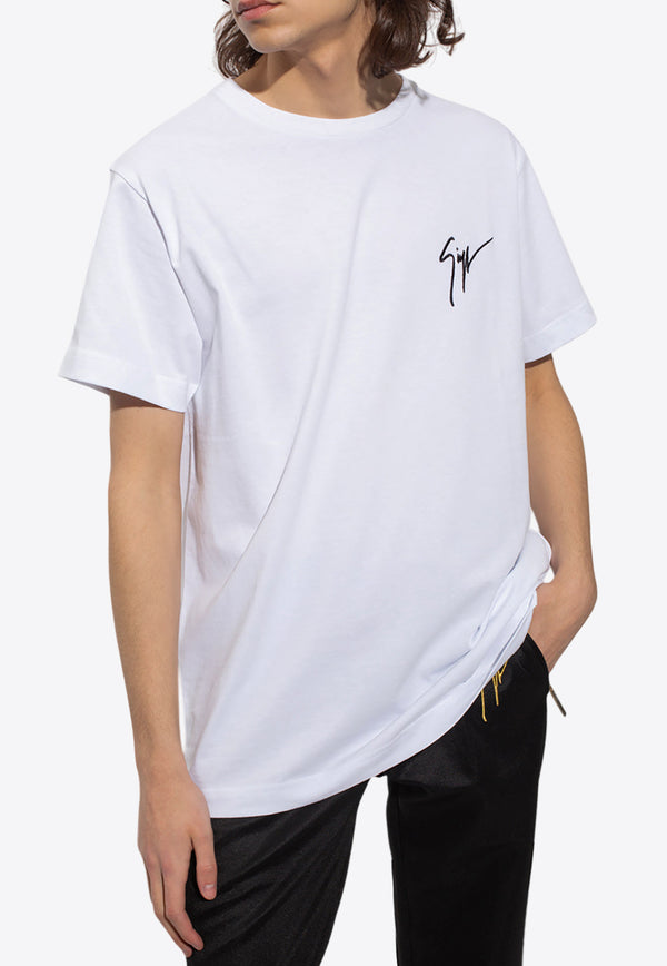 Giuseppe Zanotti Embroidered Logo Crewneck T-shirt White IRU0007 002-BIANCO