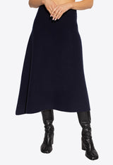 Jil Sander A-line Wool Midi Skirt Navy J02MA0014 J14509-468