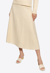 Jil Sander Asymmetric Wool Midi Skirt Cream J02MA0024 J14506-109