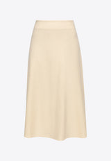 Jil Sander Asymmetric Wool Midi Skirt Cream J02MA0024 J14506-109