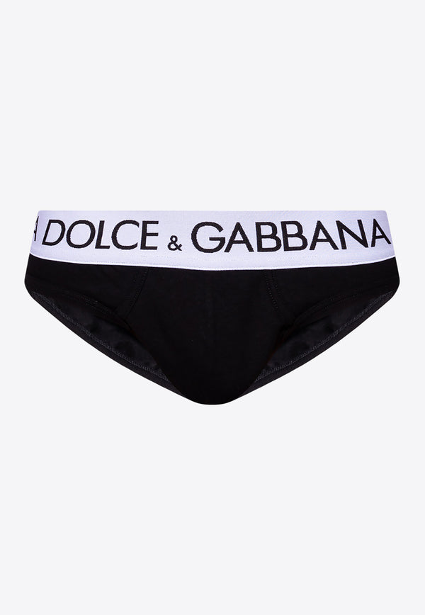 Dolce & Gabbana Mid-Rise Logo-Waistband Briefs M3D03J OUAIG-N0000 Black