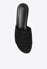 Moschino Logo Jacquard Flat Sandals Black MN28011C1G 101-000