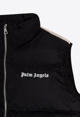Palm Angels Kids Boys Logo Print Quilted Vest Black PBEA010F22 FAB001-1001