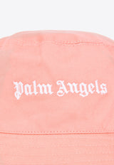 Palm Angels Kids Girls Logo Embroidered Bucket Hat Pink PGLA001F22 FAB002-3001