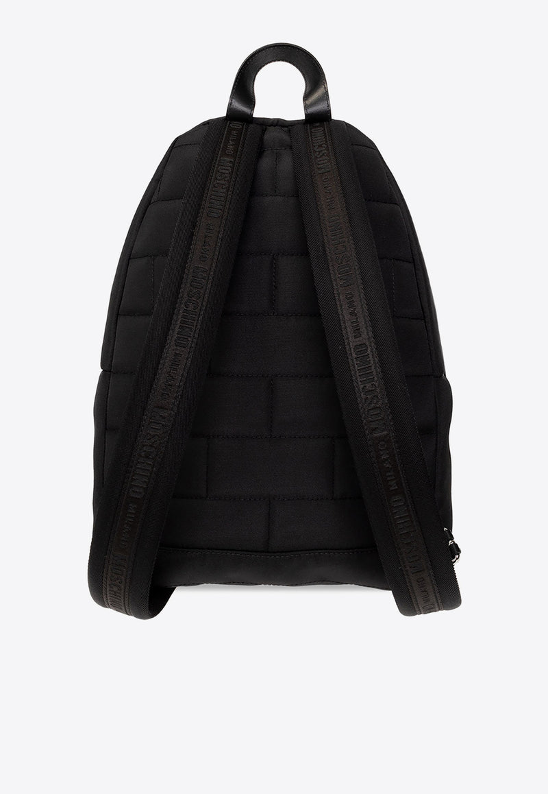 Moschino Logo Print Zip-Up Backpack Black 231Z2 A7606 8201-2555
