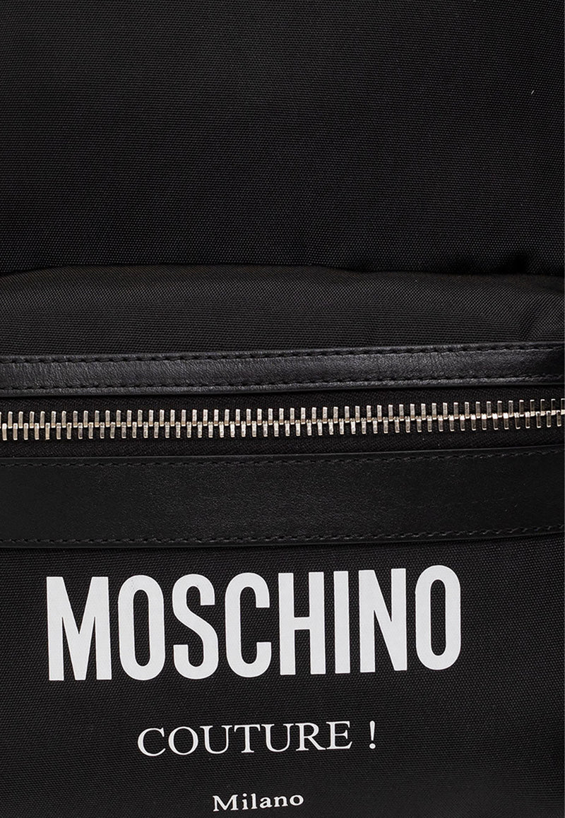 Moschino Logo Print Zip-Up Backpack Black 231Z2 A7606 8201-2555