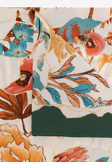 Salvatore Ferragamo Kintsugi Print Silk Scarf Multicolor 310125 FO KINTSUGI 759408-AVORIO BOSCO