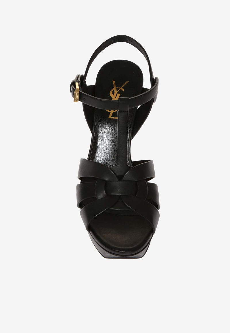 Saint Laurent Tribute 105 Platform Sandals in Calf Leather Black 315490 BDA00-1000