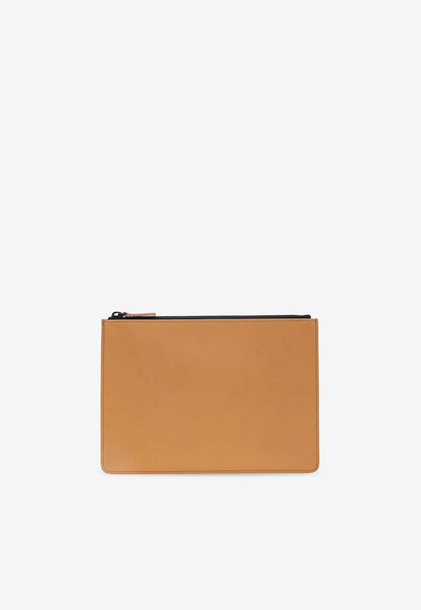 Common Projects Logo-Detail Leather Pouch Bag SMALL FOLIO 9184 0-TAN 1302
