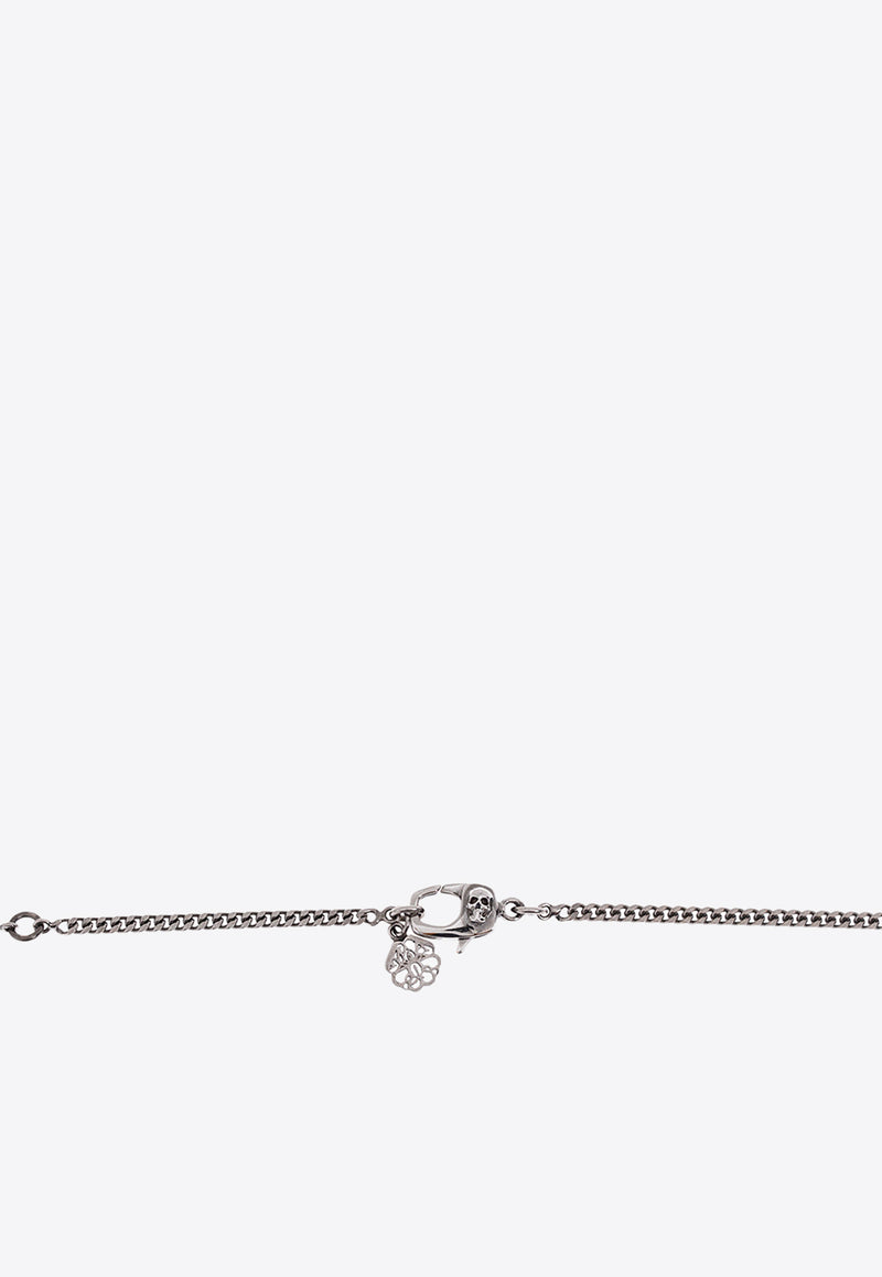 Alexander McQueen Skull Charm Necklace Silver 689415 I94VY-1572