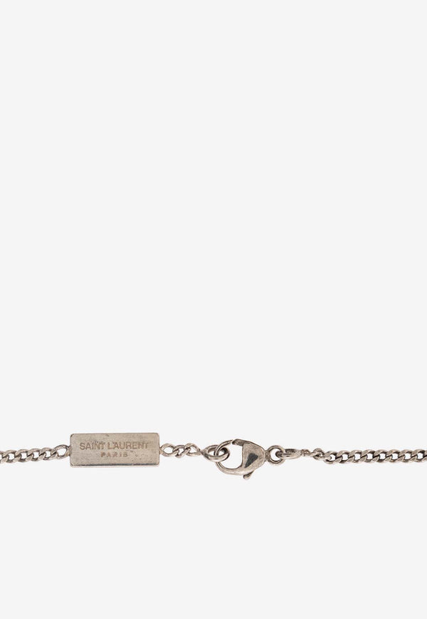 Saint Laurent Crystal Monogram Chain Bracelet Silver 692489 Y1526-8368