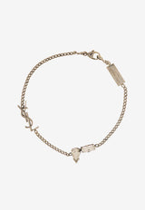 Saint Laurent Crystal Monogram Chain Bracelet Silver 692489 Y1526-8368
