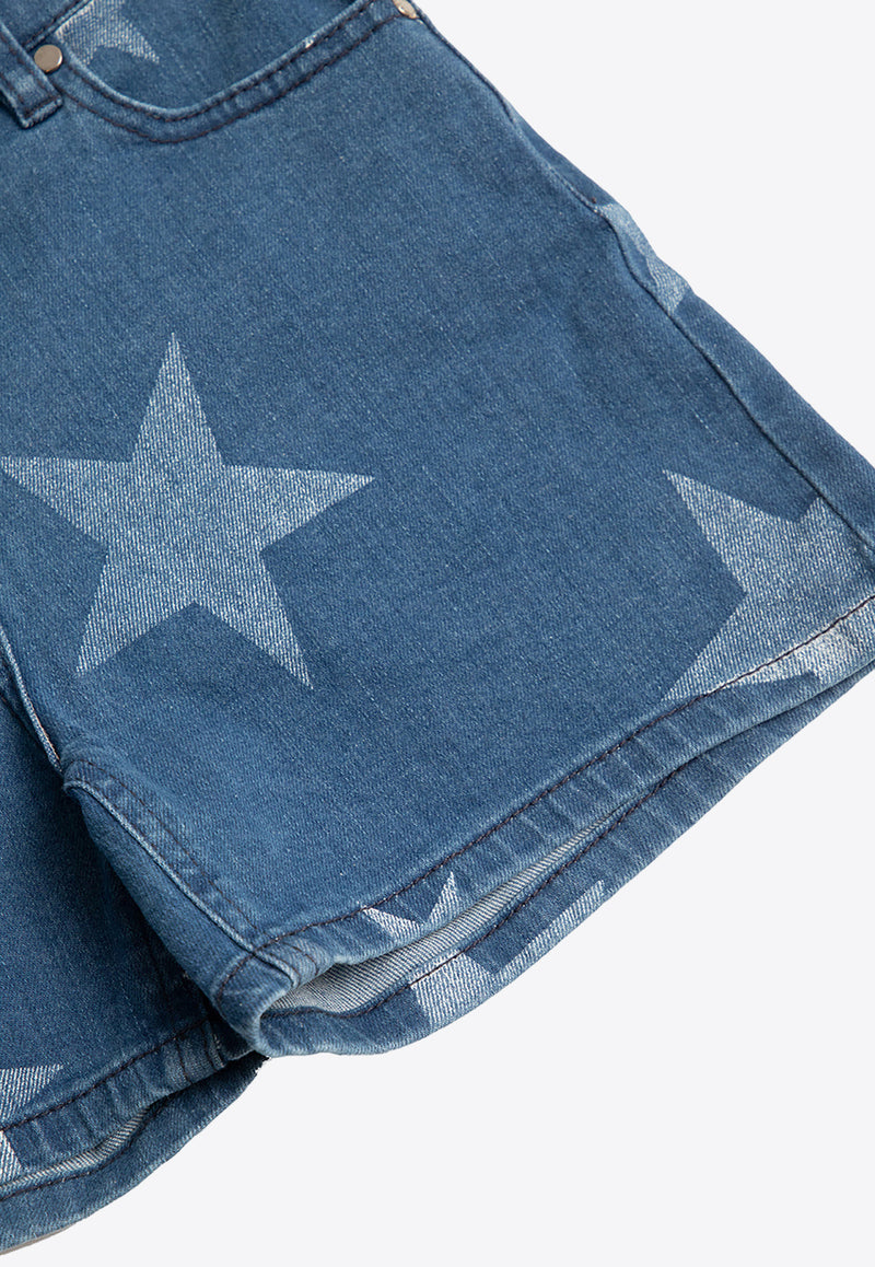Stella McCartney Kids Girls Star-Print Denim Shorts Blue TS6E29 Z0863-620BC