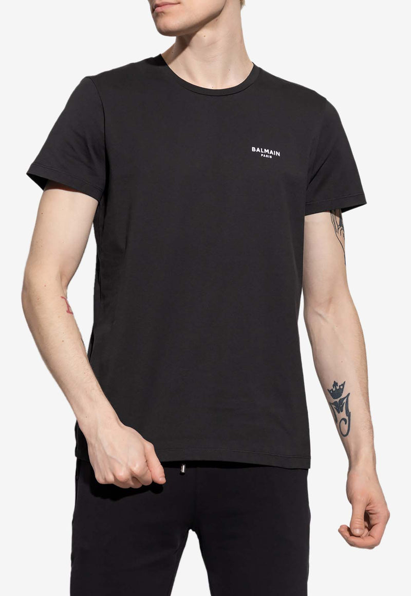 Balmain Logo Print Crewneck T-shirt Black AH1EF000 BB04-EAB