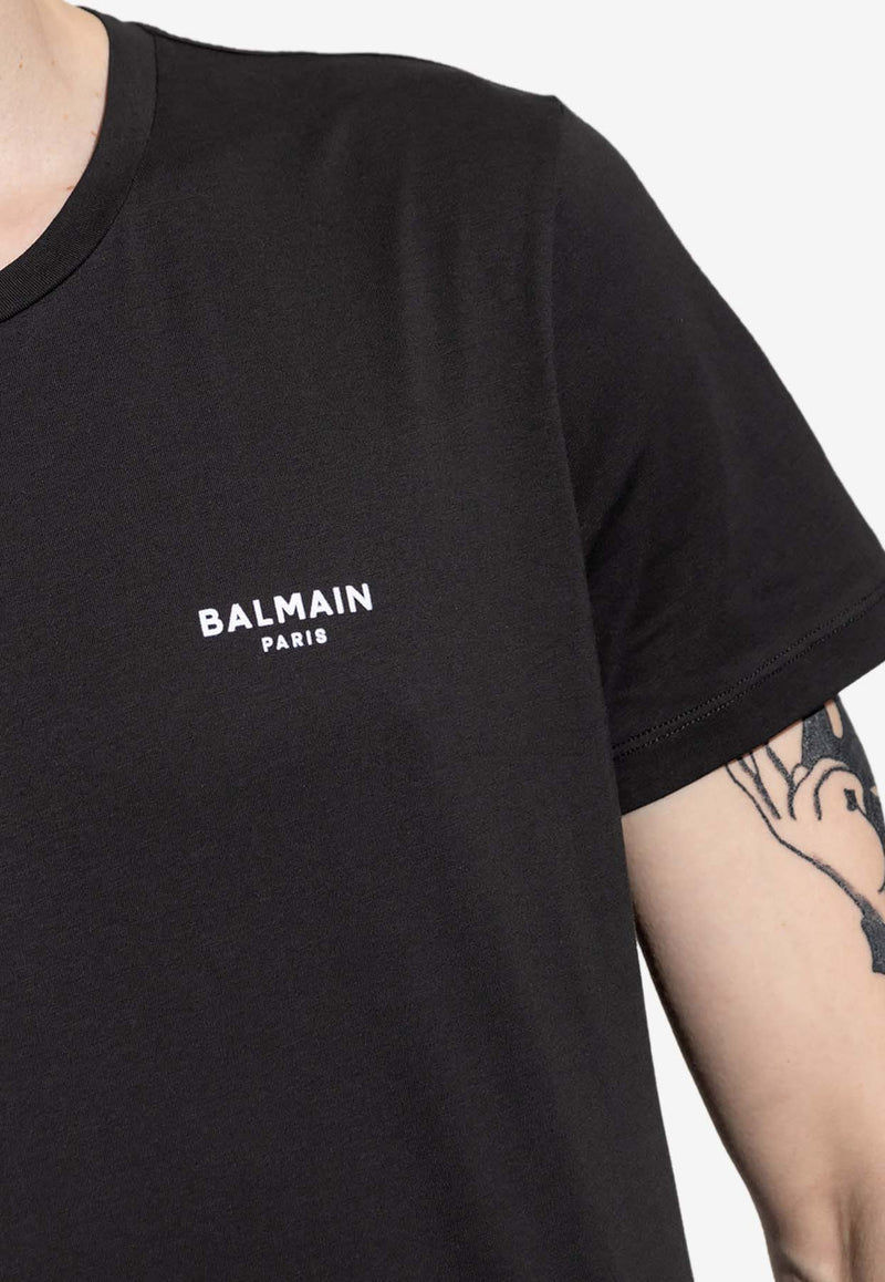 Balmain Logo Print Crewneck T-shirt Black AH1EF000 BB04-EAB