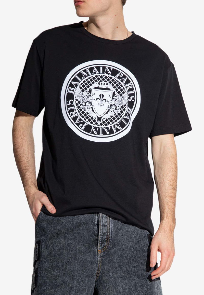 Balmain Graphic Print Crewneck T-shirt Black AH1EG000 BB17-EAB