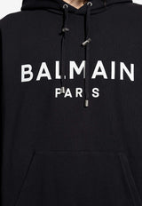 Balmain Logo Print Hooded Sweatshirt Black AH1JR002 BB65-EAB