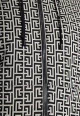 Balmain Logo Monogram Zip-Up Hooded Sweatshirt Monochrome AH1JX000 JB22-GFE