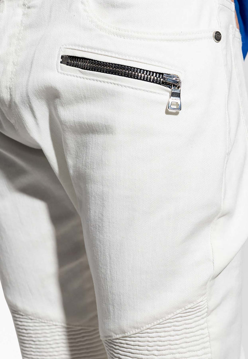 Balmain Slim-Fit Jeans AH1MG005 DB69-0FA White