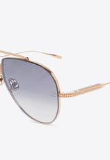 Valentino XVI Studded Aviator Sunglasses Gray VLS-100A-64 0-0