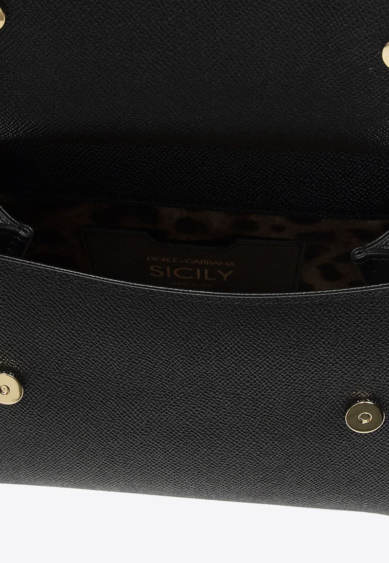 Dolce & Gabbana Medium Sicily Logo Tag Crossbody Bag BB6003 A1001-80999 Black
