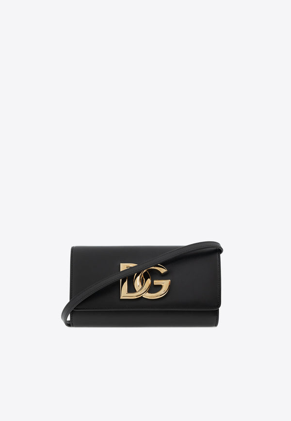 Dolce & Gabbana 3.5 Logo Plaque Leather Clutch Bag BB7082 AW576-80999 Black