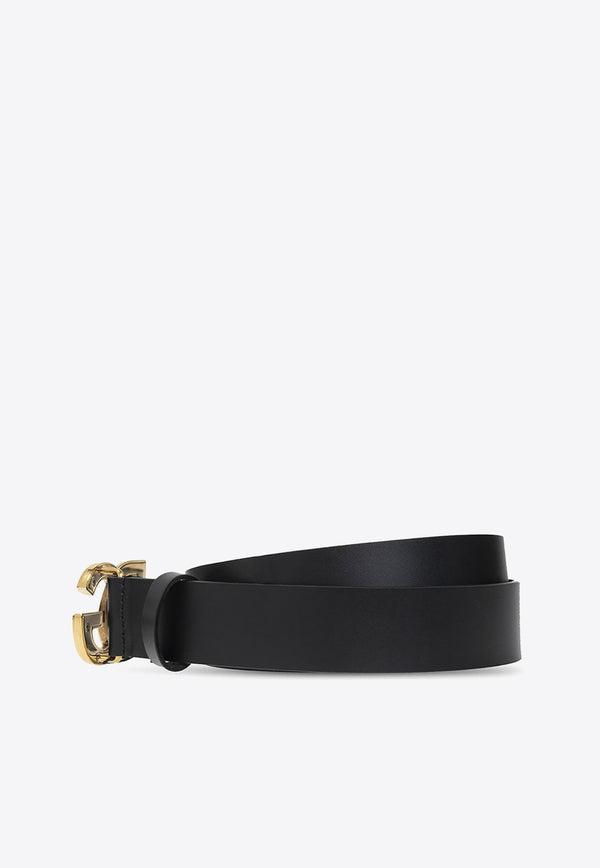 Dolce & Gabbana Crossover Logo Buckle Leather Belt BC4644 AX622-8E831 Black